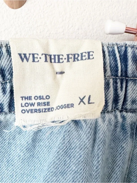 Free People Oslo Light Blue Wide-Leg High-Waist Jogger Jeans - Picture 11 of 14